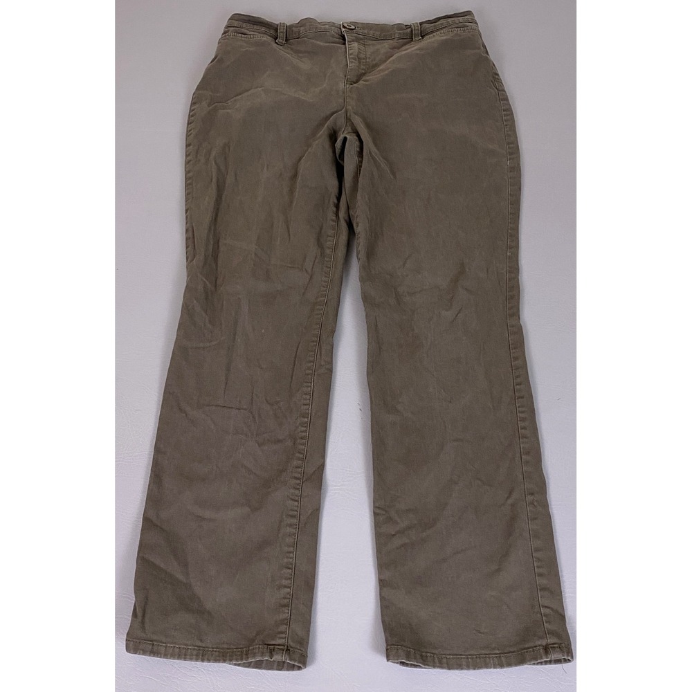 Gloria Vanderbilt Amanda Trouser Pants Womens Size 12 Olive Green Straight Leg *